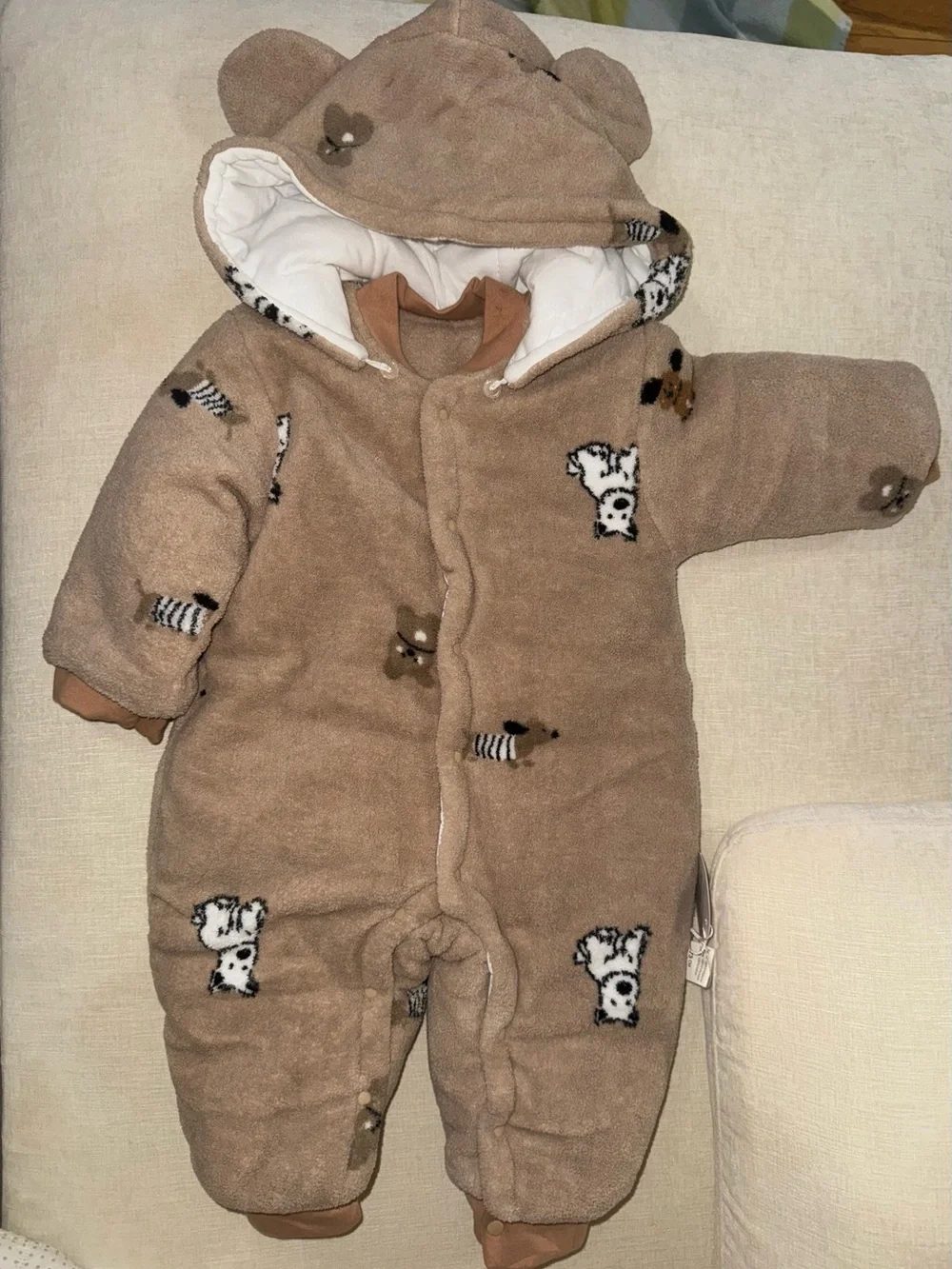 WYT baby Infant Winter Fleece Snowsuit Hooded One Piece Jumpsuit Romper 73cm NWT